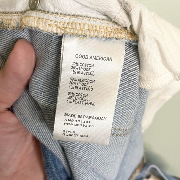 Good American Good Classic Distressed Straight High Rise Crop Jeans Size 18 NWT - Picture 16 of 16